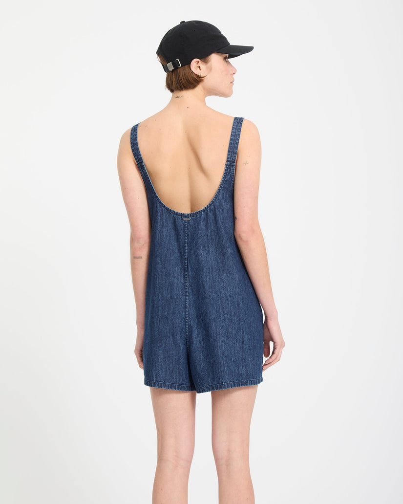 Lived In Short Romper - Deja Blue