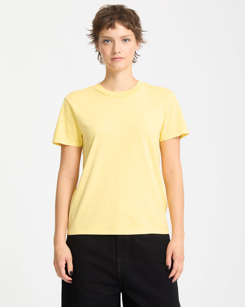 Solid Stone Emb T-Shirt - Dawn Yellow