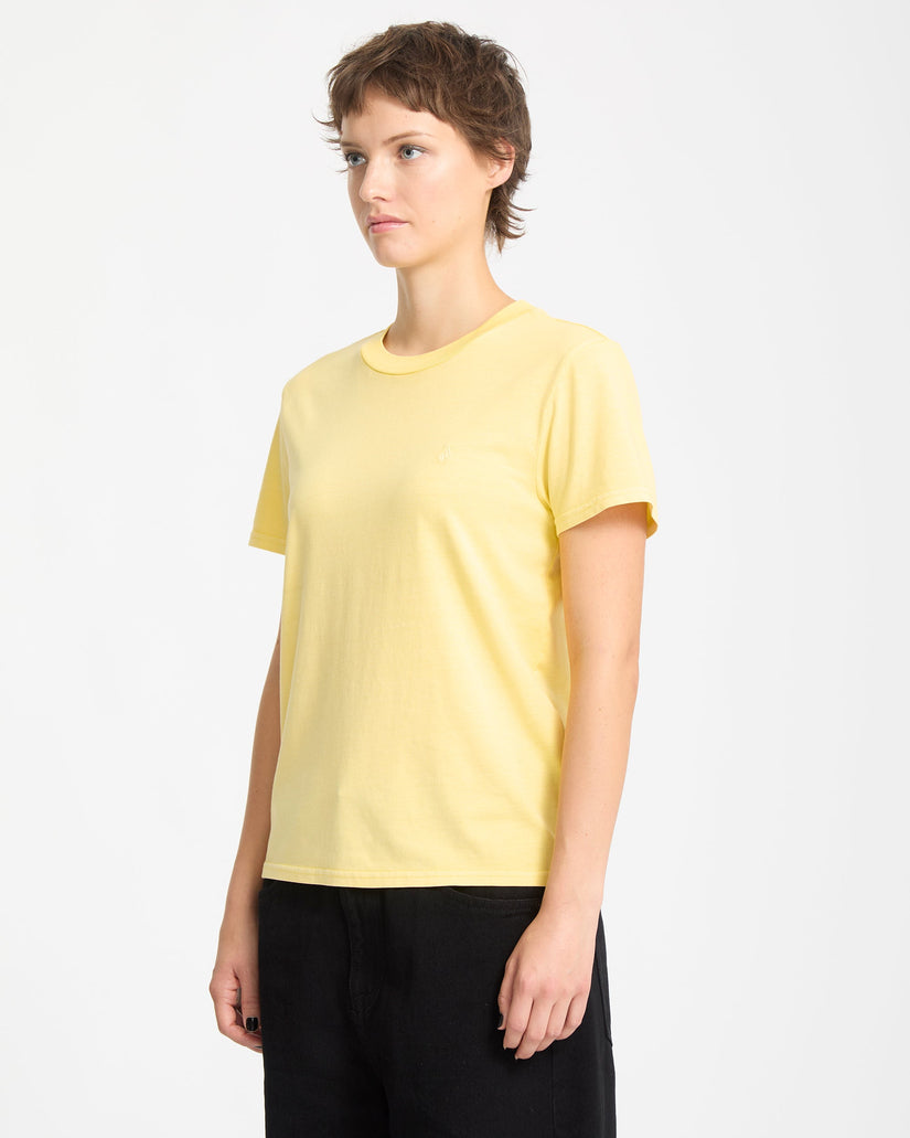 Solid Stone Emb T-Shirt - Dawn Yellow