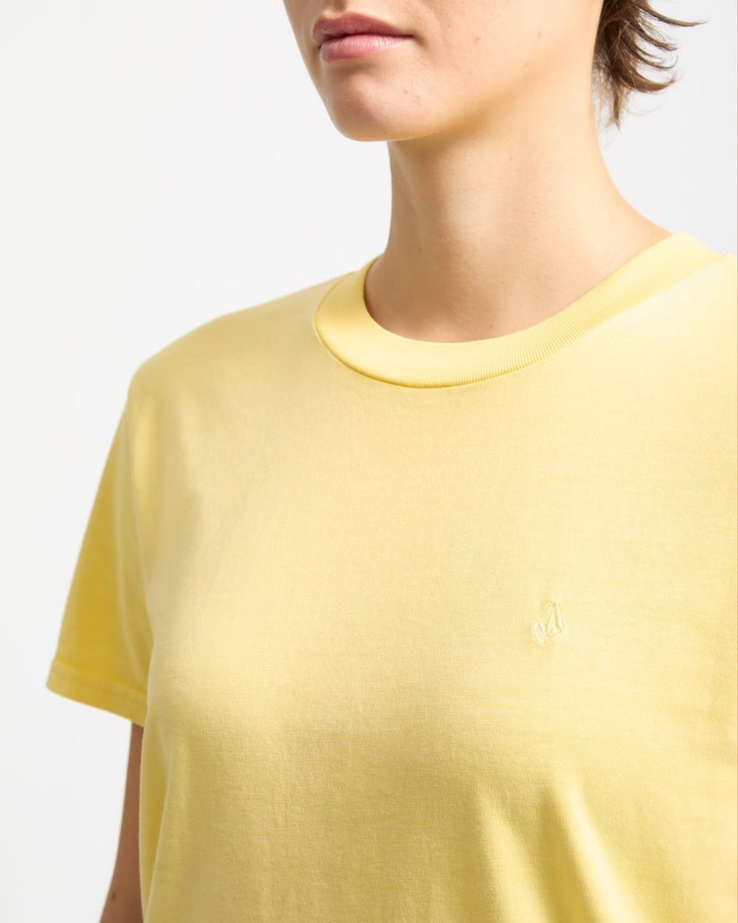 Solid Stone Emb T-Shirt - Dawn Yellow