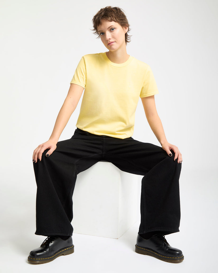 Solid Stone Emb T-Shirt - Dawn Yellow