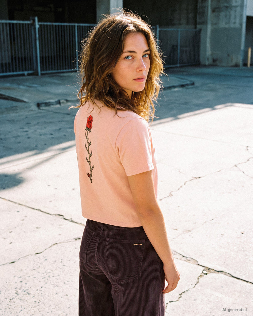 Dial Crop T-Shirt - Misty Rose