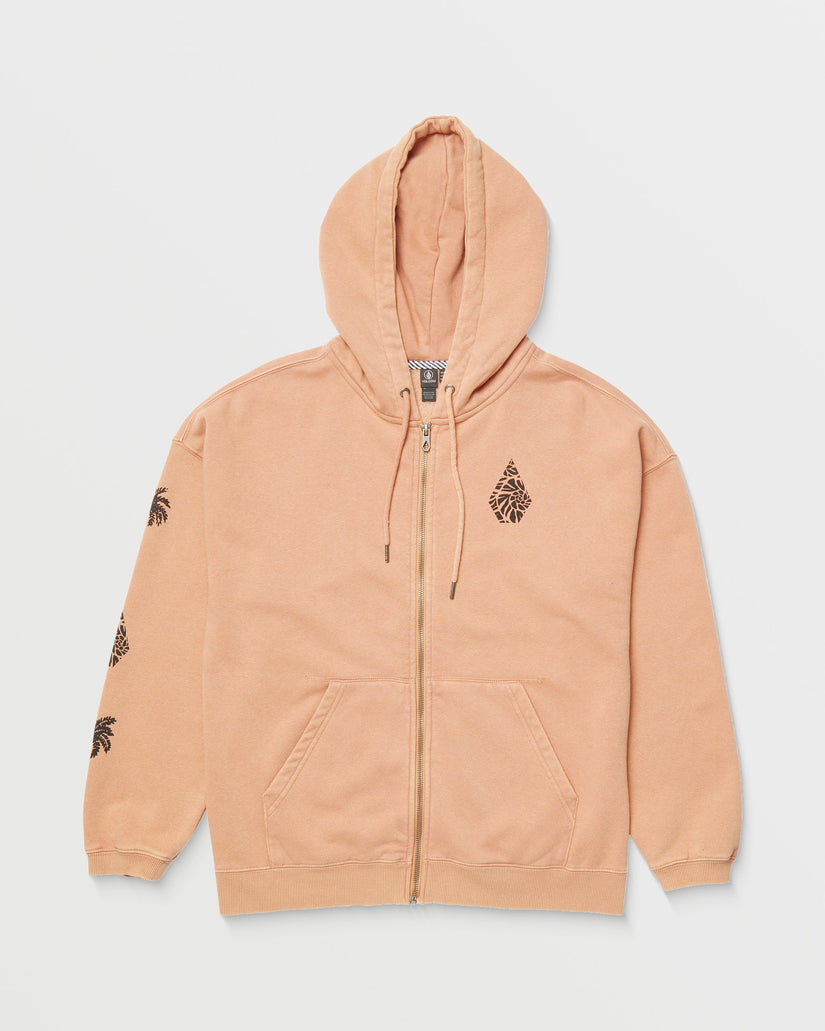 Sudadera con capucha Stone Art Up Zip - SAND BROWN