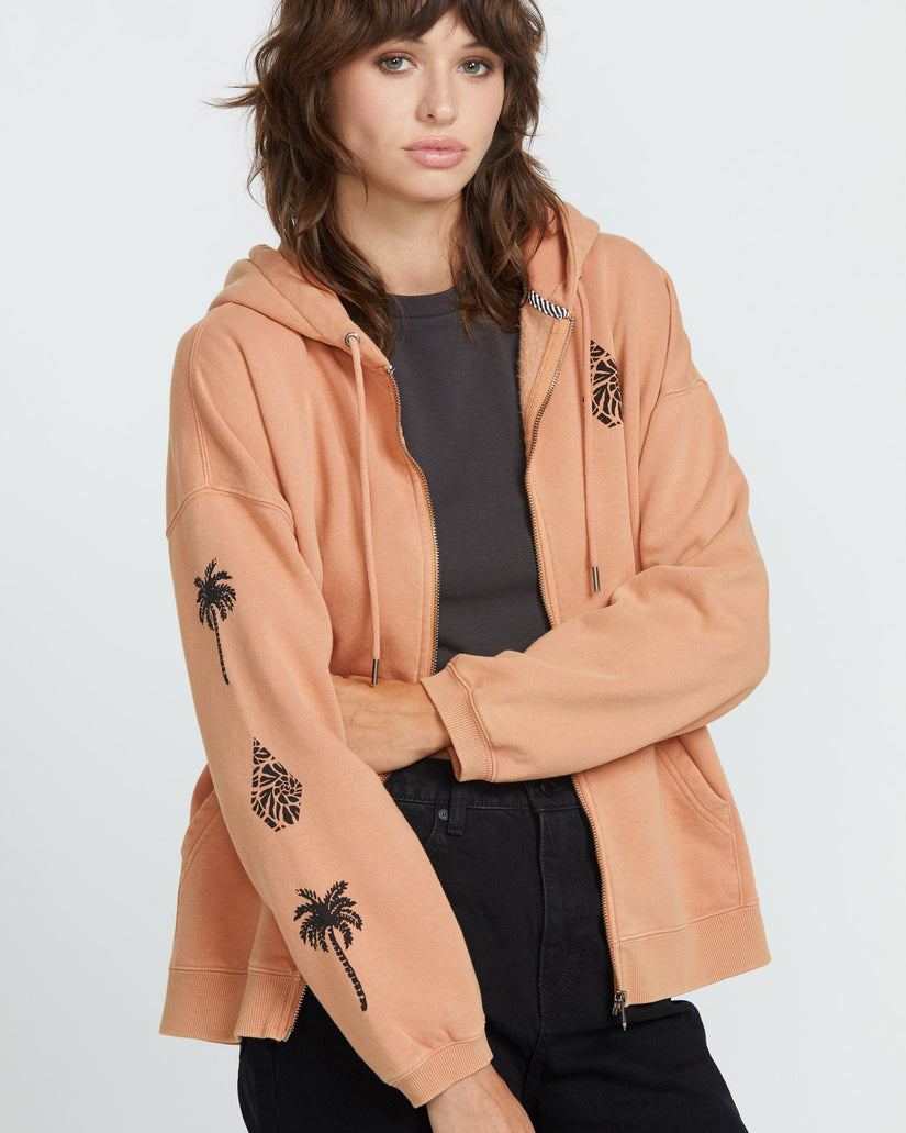 Sudadera con capucha Stone Art Up Zip - SAND BROWN