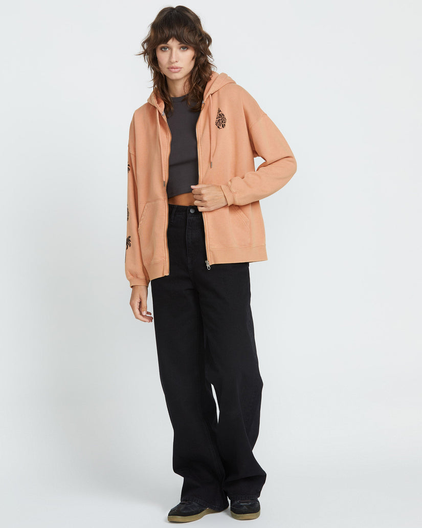 Sudadera con capucha Stone Art Up Zip - SAND BROWN