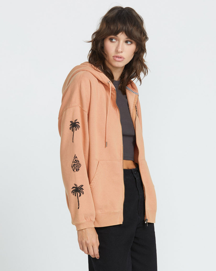 Sudadera con capucha Stone Art Up Zip - SAND BROWN