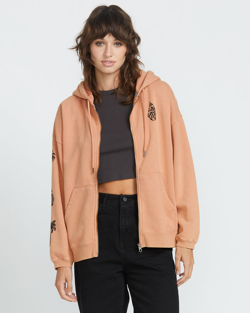 Sudadera con capucha Stone Art Up Zip - SAND BROWN