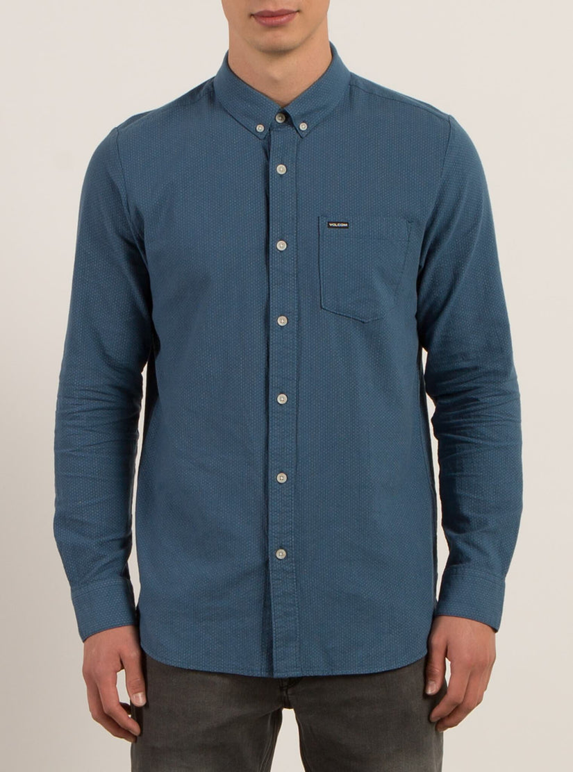 Micro Dot Long Sleeve Shirt - Smokey Blue