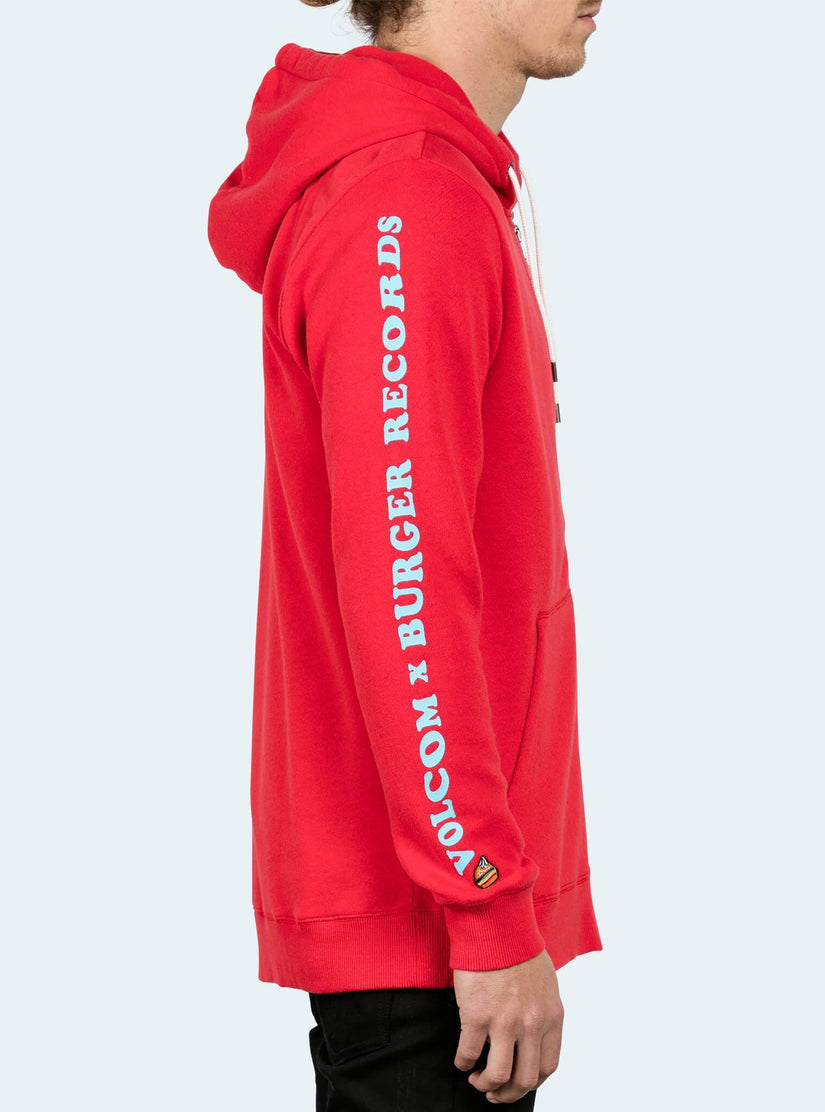 Burger X Volcom Zip Hoodie - True Red