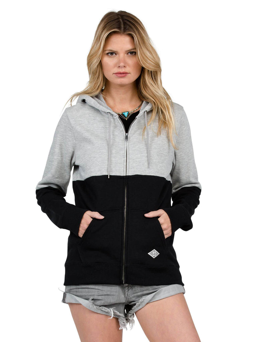 Lived In Color Blocked Zip Hoody - Heather Grey