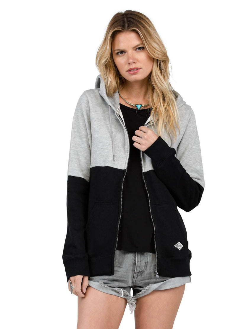 Lived In Color Blocked Zip Hoody - Heather Grey