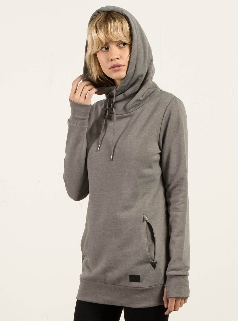 Walk On By High Neck Hoodie - Charcoal